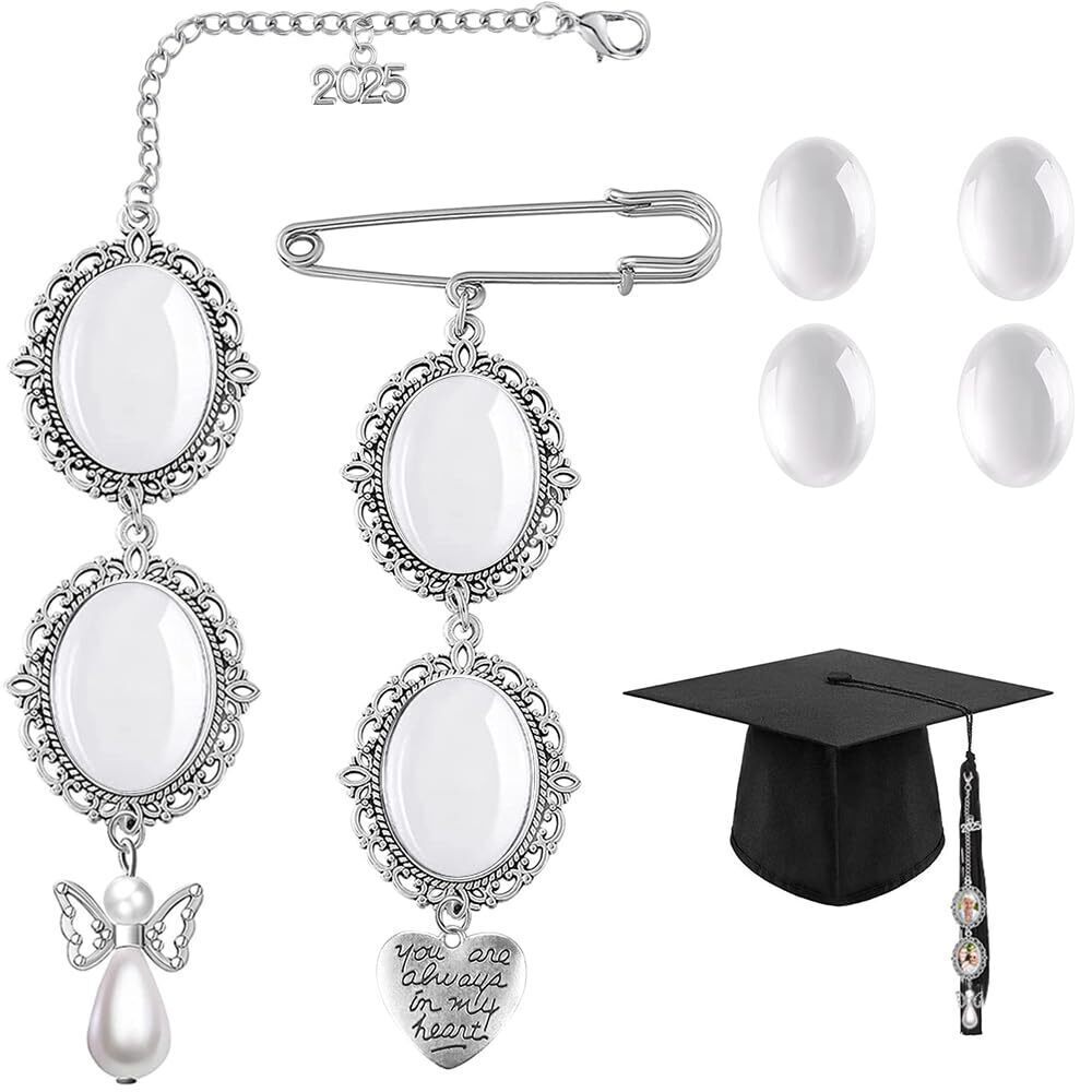 2098 2Pcs Graduation Tassel Photo Charm, Class of 2025 Memorial DIY Pin